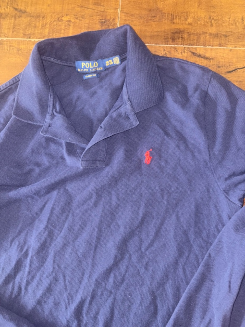 Ralph Lauren Boys Blue Long Sleeve Polo Shirt Size XL 18-20 Cotton Classic Fit - Picture 2 of 2